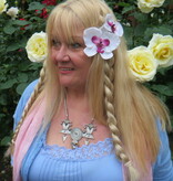 Orchid Hair Flower white pink 2x