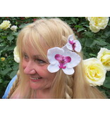 Orchid Hair Flower white pink 2x