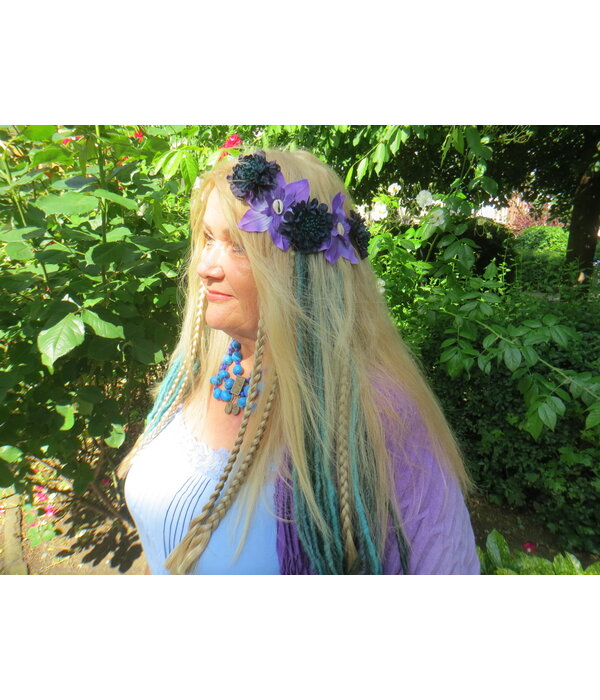 Mermaid Hair Flowers Blue Teal Purple