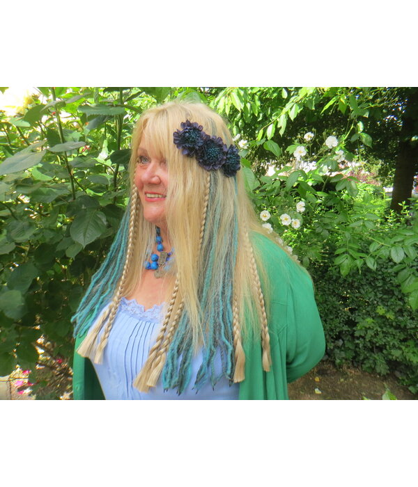 Elfe Haarblumen grün blau petrol