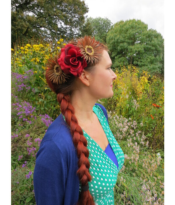 Boho Haarblumen braun rot