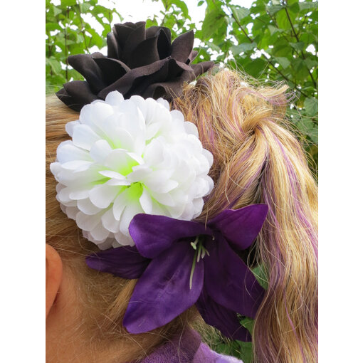 Gothic Haarblumen lila schwarz weiß