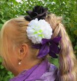 Goth Hair Flowers Purple Black White