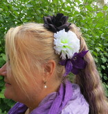 Gothic Haarblumen lila schwarz weiß