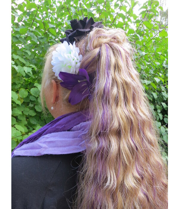 Goth Hair Flowers Purple Black White