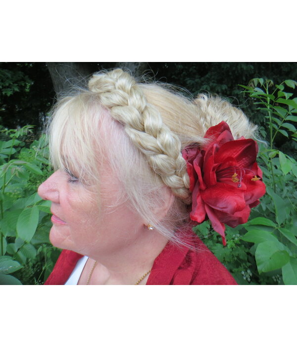 Boho Peacock Hair Flower Set Red Brown