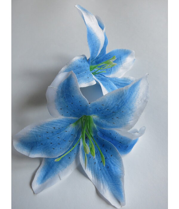 Haarblumen Set Lilien blau weiß, lila