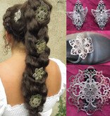 Filigree Silver Hair Flowers, 1-6 pcs