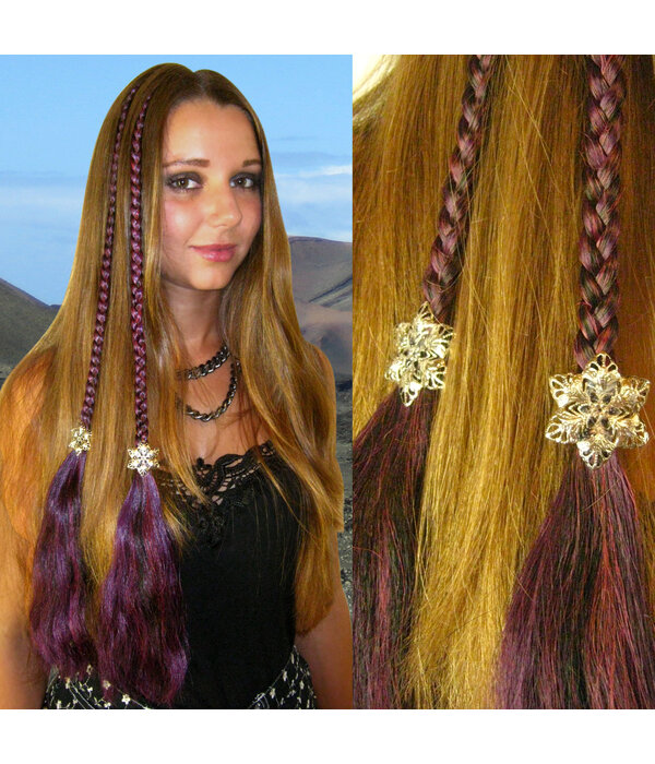 Fantasy hair extensions with silver stars MAGIC TRIBAL HAIR