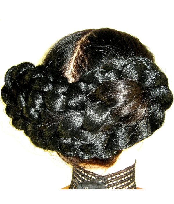 Braided Nostalgic Updo, crimped hair