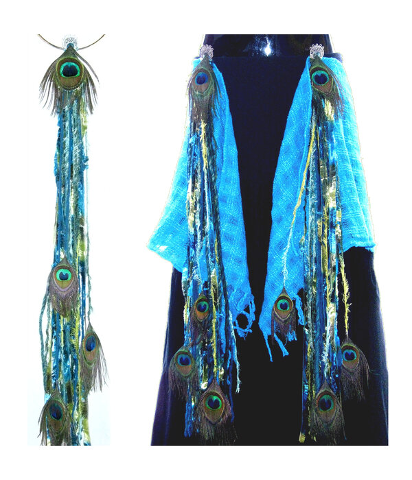 Mermaid Peacock hip & hair tassel clip/ yarn fall