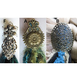 Goth Mermaid (peacock) belt clip/ yarn falls