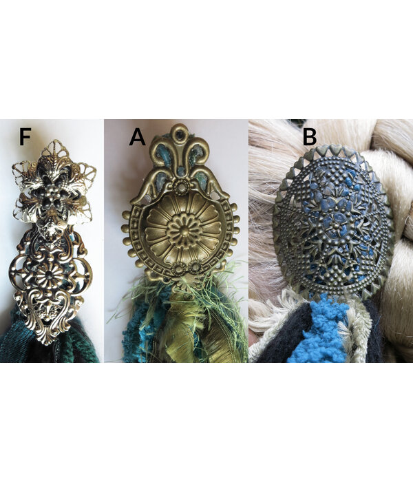 Goth Mermaid (peacock) belt clip/ yarn falls