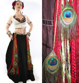 Belly Dance Belt & Hair Red Passion Gold (Peacock)