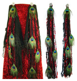 Belly Dance Belt & Hair Red Passion Peacock