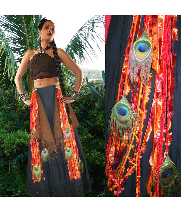 Belly Dance Belt & Hair Bohemian Bonfire (Peacock)