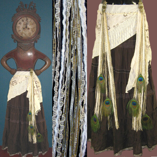 Antique (peacock) belt & hair tassel