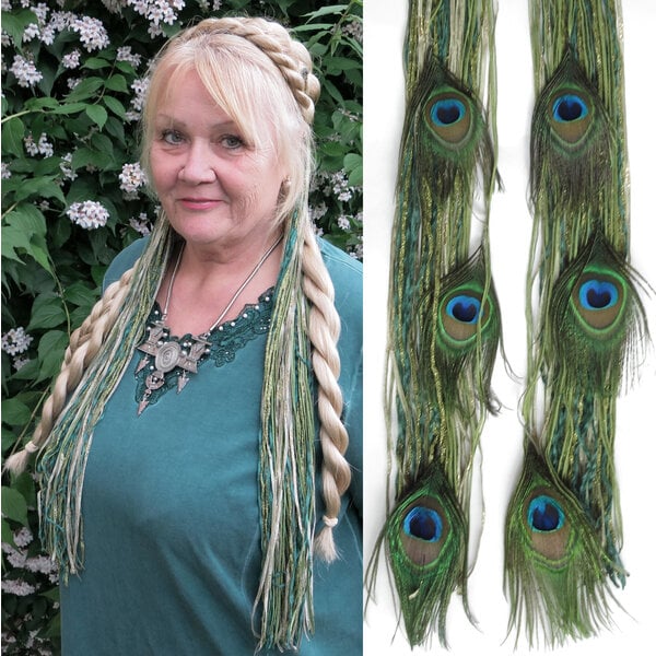 Golden Elf (Peacock) yarn falls & tassels