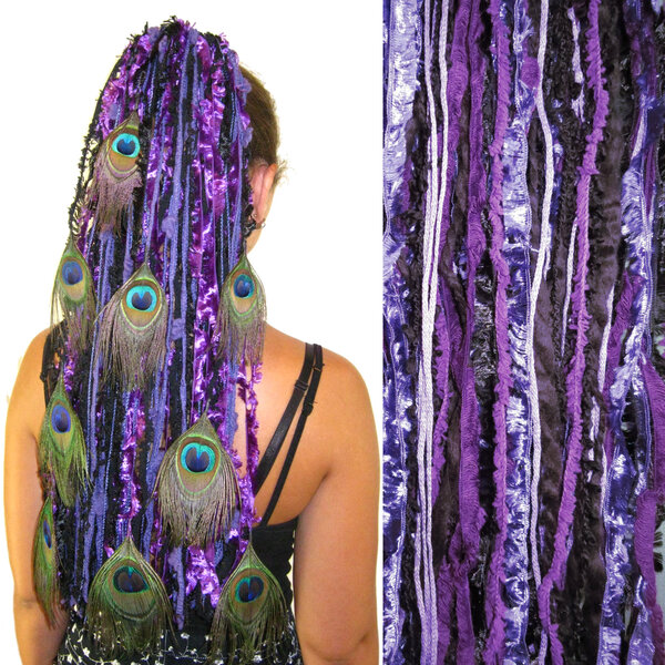 Belly Dance Yarn Falls Tribal Fusion Costume Purple Peacock Tassels -   Canada