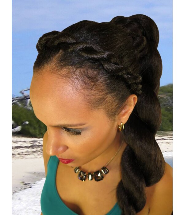 Afro Twist Headband, thick braid, color 3 dark brown