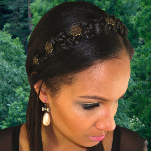 Braided Headband Snow White M col 3 dark brown