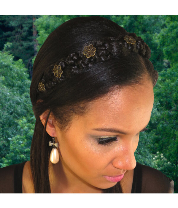 Braided Headband Snow White M col 3 dark brown