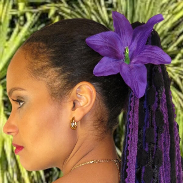 Hair Flower Purple Lily 2 x