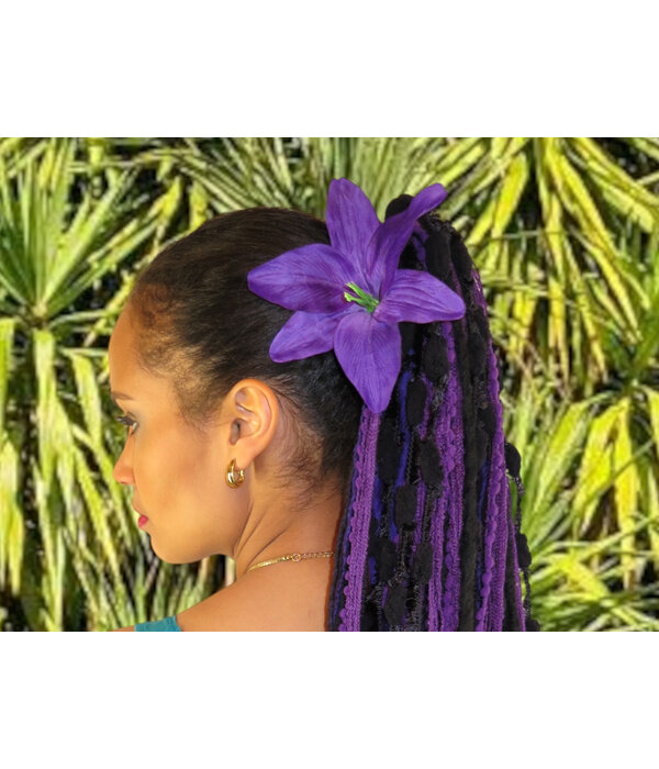 Purple Lily Hair Flower 2 x
