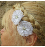 White Rhinestone Hair Flowers