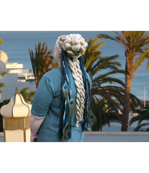 Goth Mermaid (peacock) belt clip/ yarn falls