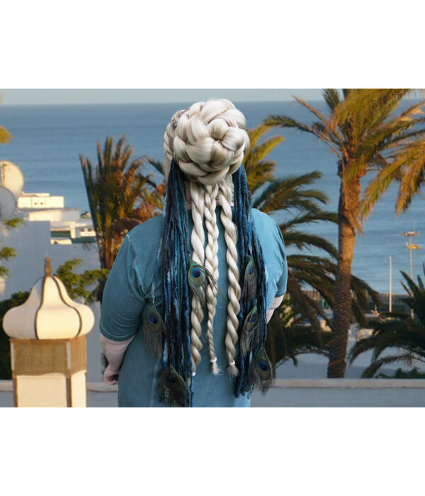 Goth Mermaid (peacock) belt clip/ yarn falls