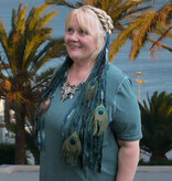 Goth Mermaid (peacock) belt clip/ yarn falls