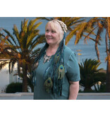 Goth Mermaid (peacock) belt clip/ yarn falls