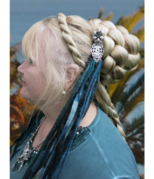 Goth Mermaid peacock hip & hair tassel clip/ hair fall