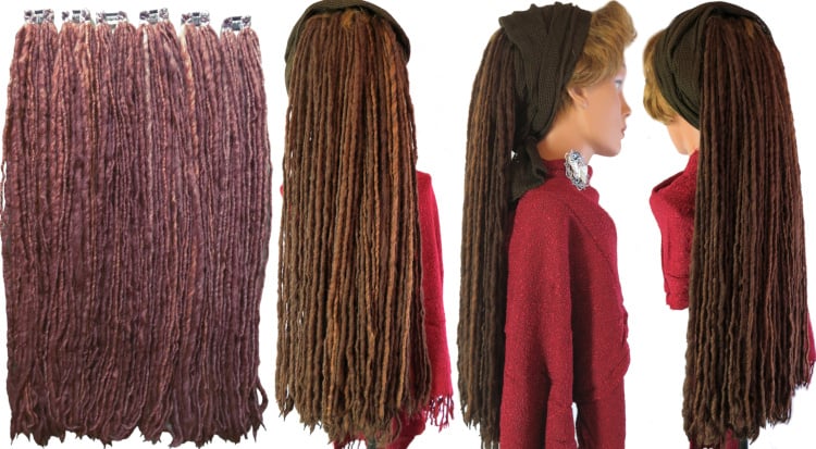 Clip-in Dreadlocks als volles Haarteil in kurzem Haar, 6 Clips