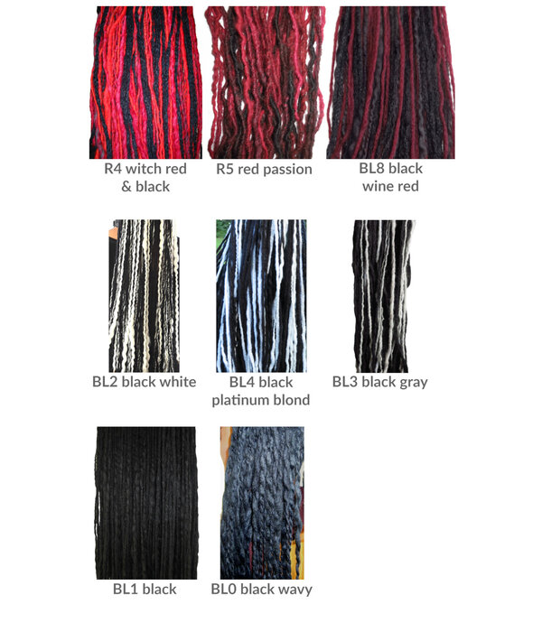 Gothic Clip-in Dreads, black-colorful