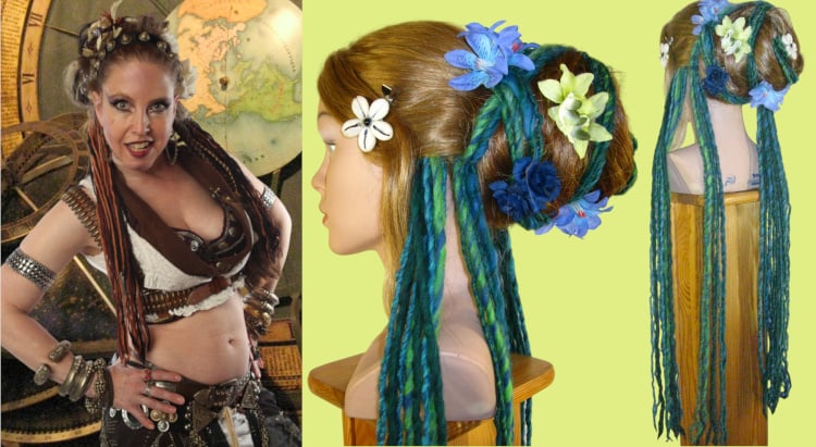 Dreadlocks als Strähnen mit Steampunk Dutten und Tribal Fusion Belly Dance Frisuren