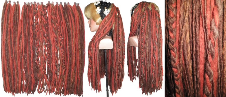 Clip in dreadlocks with braided and twisted braids in viking and Renaissance style