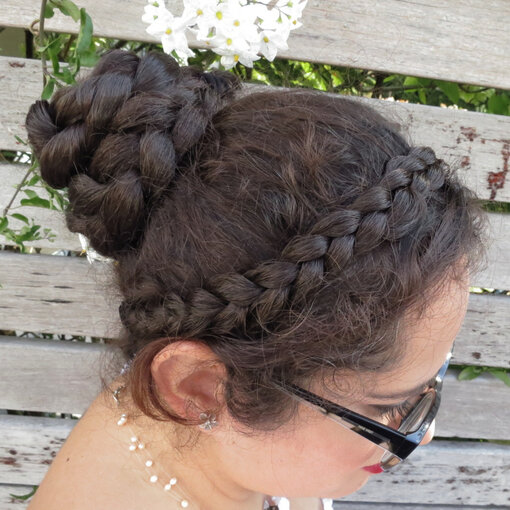 Braided Messy Chignon S, fine hair