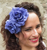 Blue Rose Hair Flower 2 x