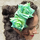 Rose Haarblume türkis grün 2x