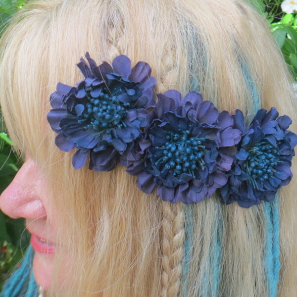 Blue-Teal Hair Flowers