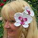Edle Orchidee Haarblume weiß pink 2 x