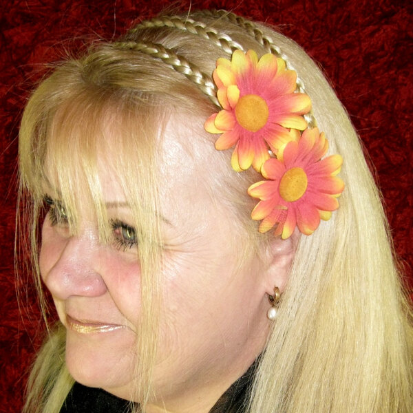 Orange Daisy Hair Jewelry 2 x