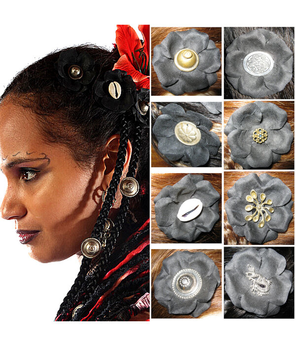 Black Tribal Flowers Set, 2, 3, 4, 5 oder 6 Stk
