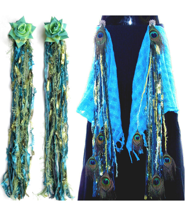 Mermaid (Peacock) hip & hair tassel clip/ yarn fall