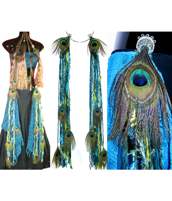 Mermaid (Peacock) hip & hair tassel clip/ yarn fall