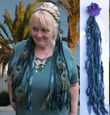 Goth Mermaid (peacock) belt clip/ yarn falls