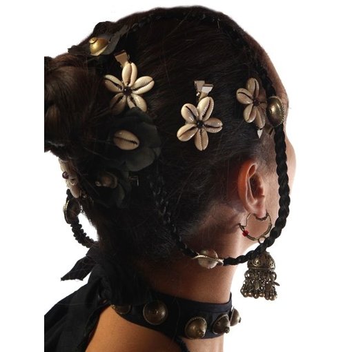 Cowry Hair Flowers, black