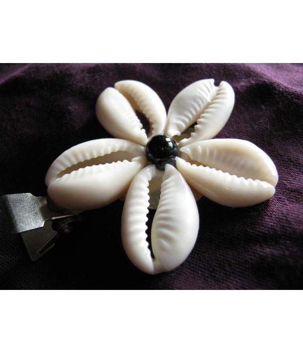 Cowry Hair Flowers, black beads